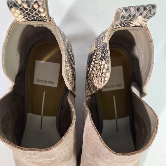 DOLCE VITA Sonni Boho Tan Suede/Snakeskin Ankle Booties Size 8.5 Exc. Condition! - Picture 13 of 16